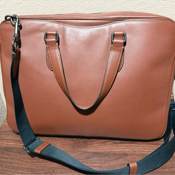 RARE Coach Graham Slim Brief / Laptop Bag – Smooth Calf Leather in Saddle Brown